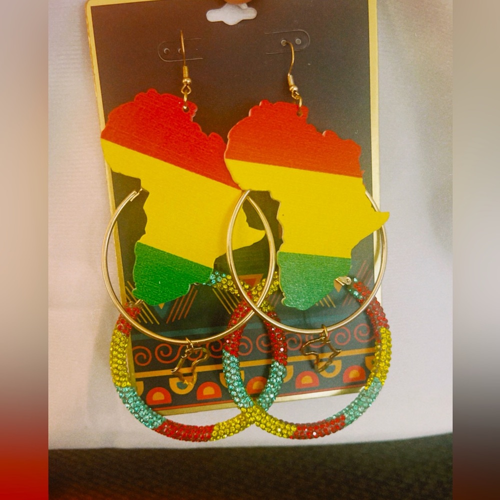 Colorful Africa Map Hoop Earrings